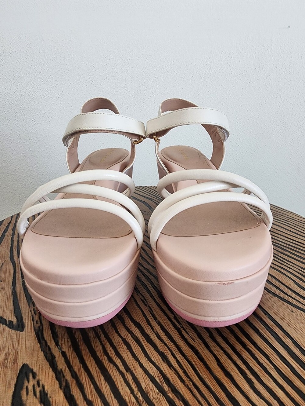 Cole Haan Grand Ambition Addison Strappy Wedge Sandals White Pink Women's Size 7 - Picture 13 of 16